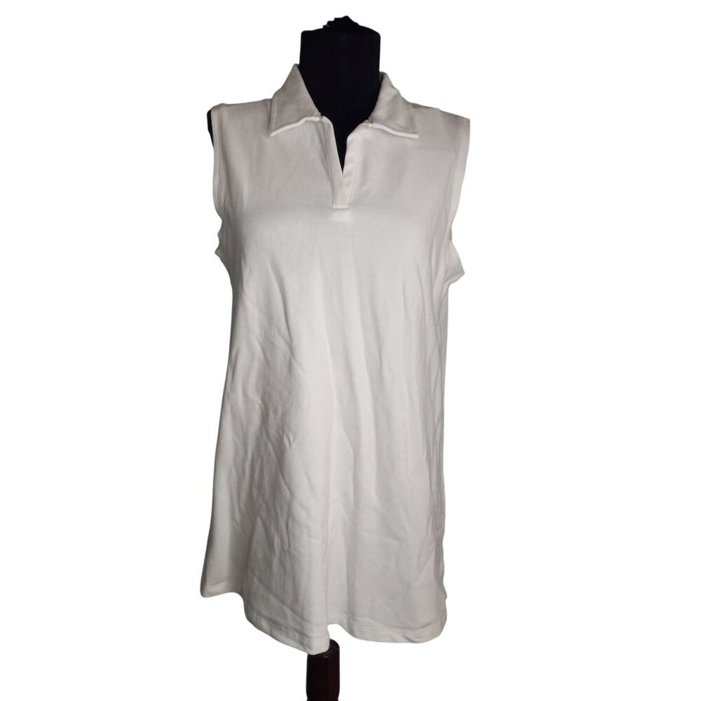 Baby & Me S Polo Shirt Tank Top Sleeveless White Maternity Stretch